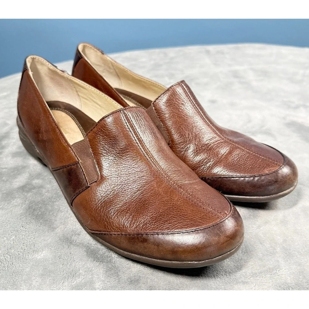 Hush Puppies Loafers Mens 11 Brown Leather Slip On Casual Comfort Shoes